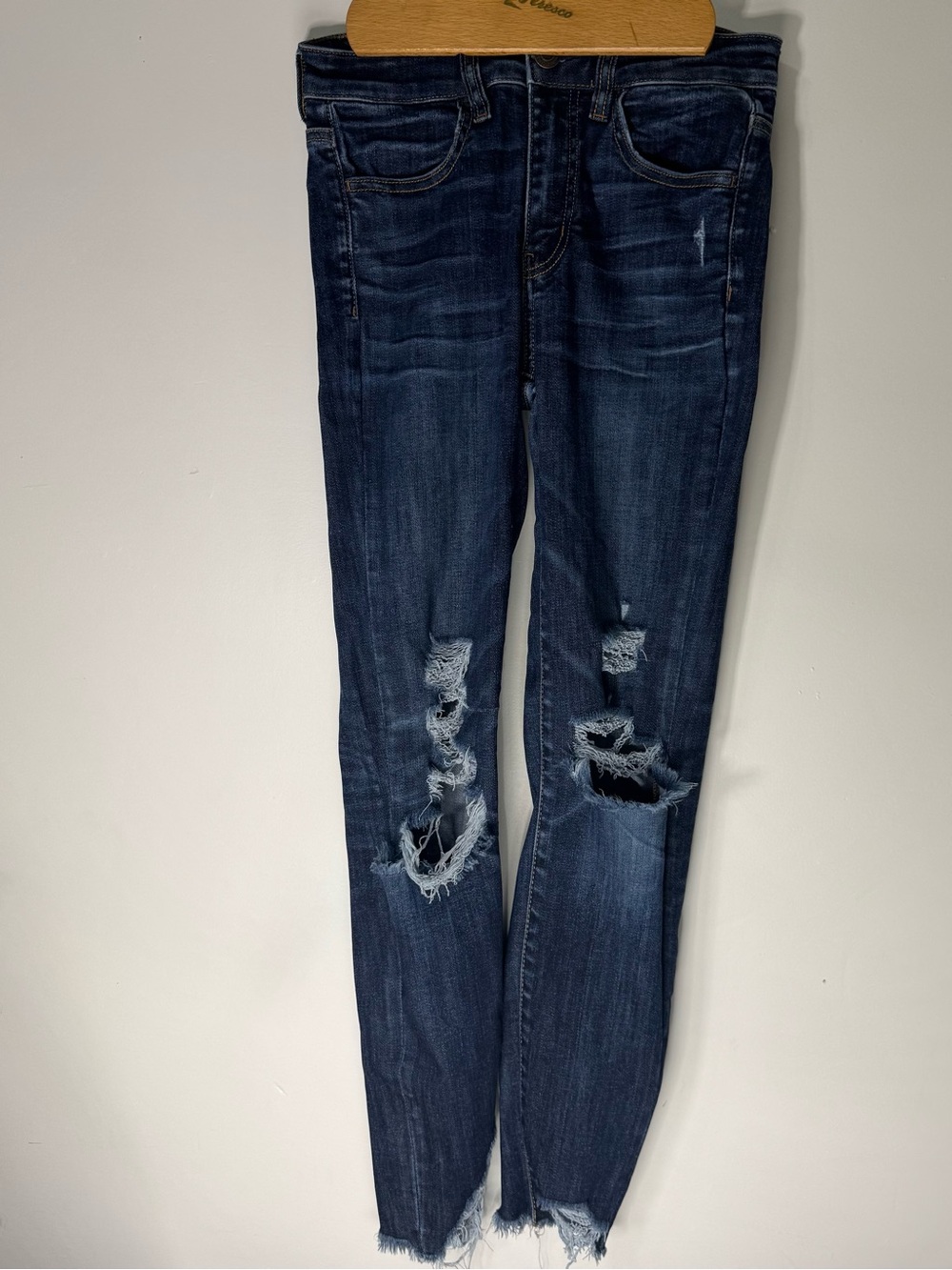 American Eagle Womens 2 Next Level Stretch Hi Rise Jegging Crop Jeans Distressed